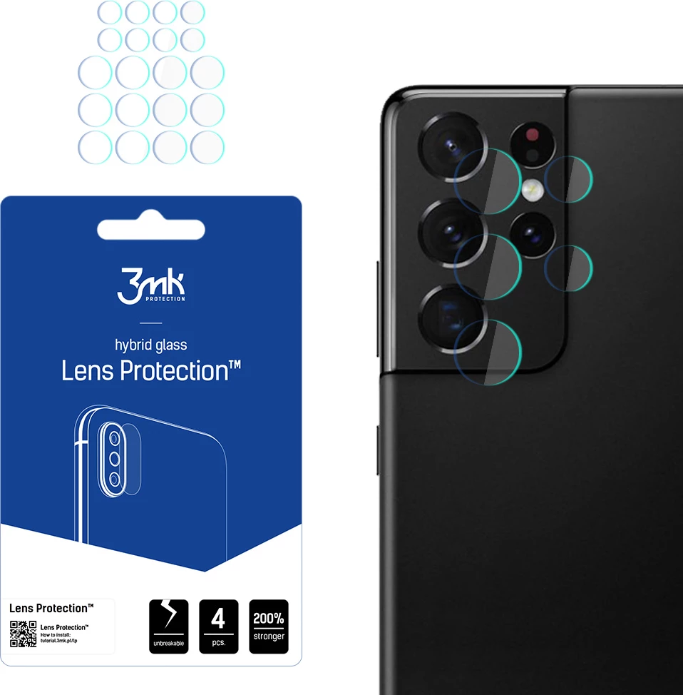 Mbrojtës lente për kamera Samsung Galaxy S21 Ultra 3mk Lens Protection, 4 copë