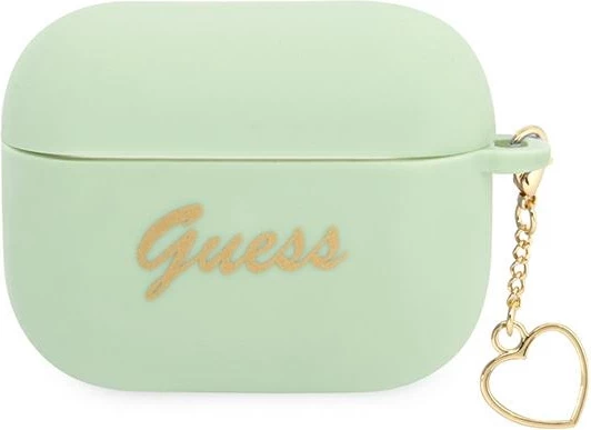 Mbështjellës Guess GUAPLSCHSN për AirPods Pro, silikon, Heart Charm, e gjelbër
