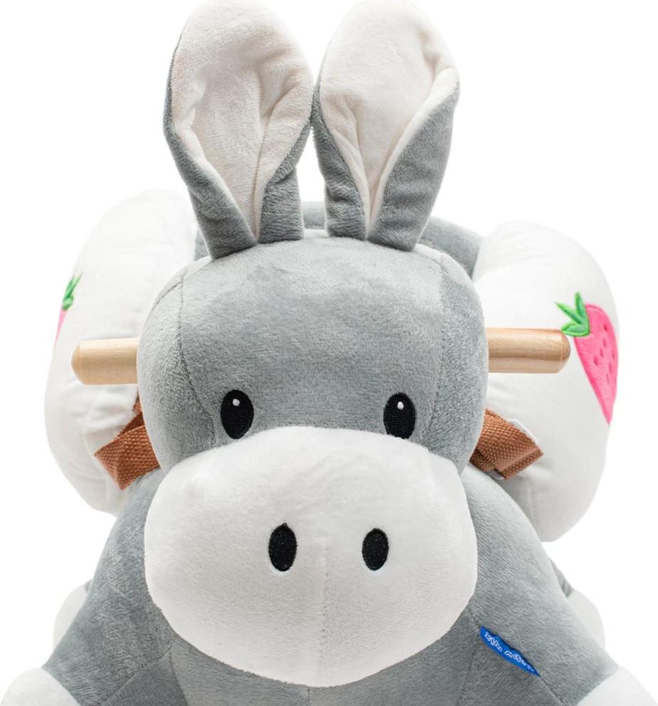 Lodër lëkundëse Baby Mix gomar me melodi, shina druri, rripa sigurie, deri 25 kg, 12m+, kafe