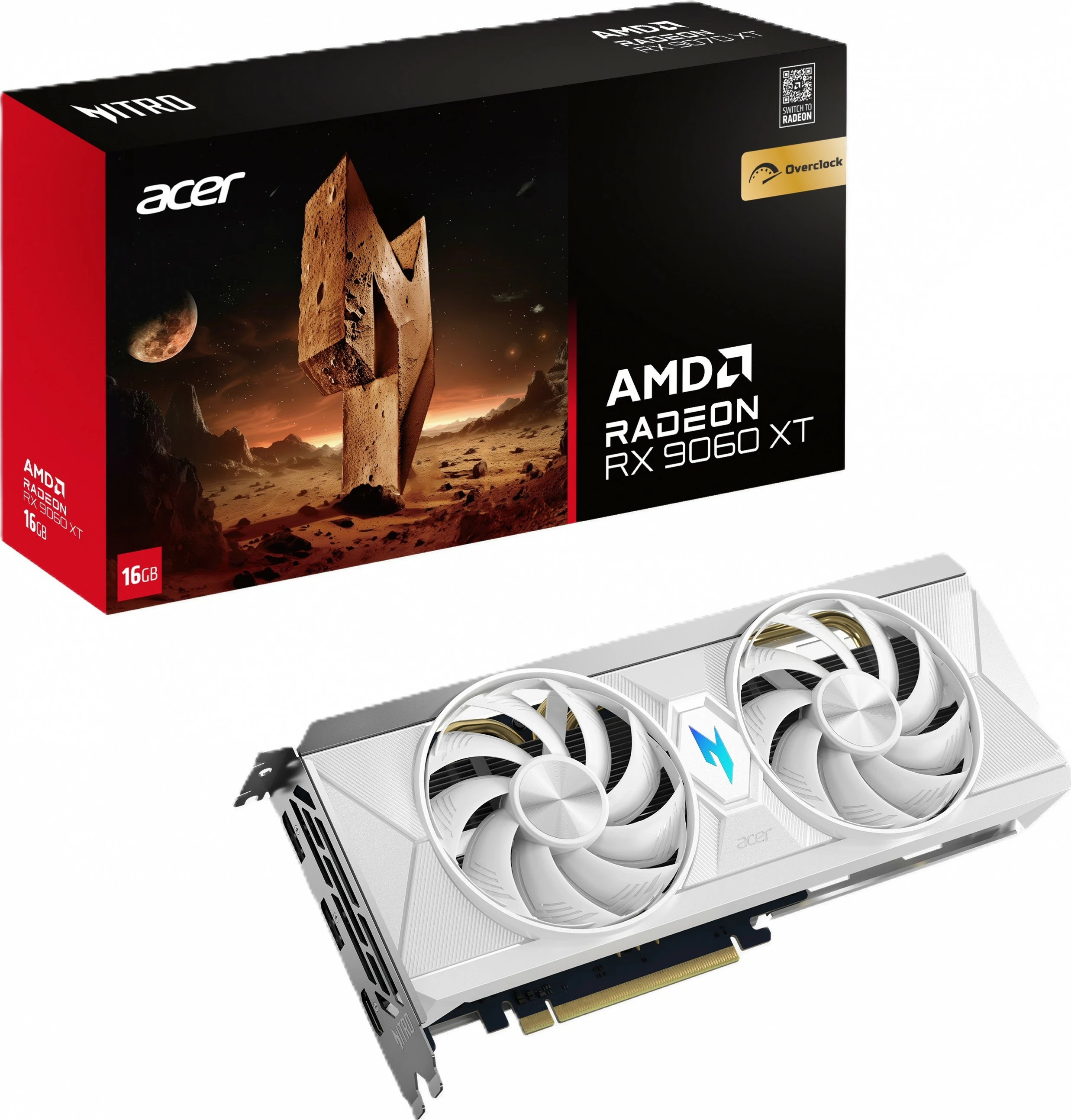 Kartë grafike Acer AMD Radeon RX 9060 XT Nitro OC 16GB GDDR6 e bardhë