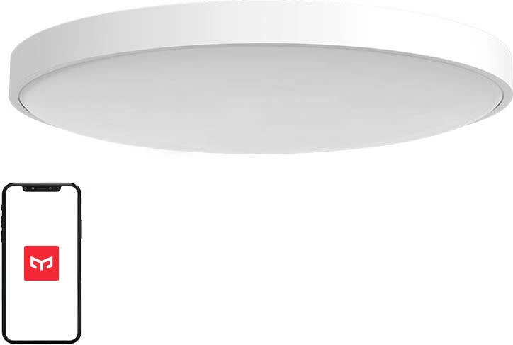 Llambë tavani smart, Yeelight, Arwen 450S YLXD013, 50W, 3000 lm, Ø455 mm, CCT 2700–6500K, CRI Ra90, Wi‑Fi/Bluetooth, RGB ambient, HomeKit/Alexa/Google/SmartThings, e bardhë, me telekomandë
