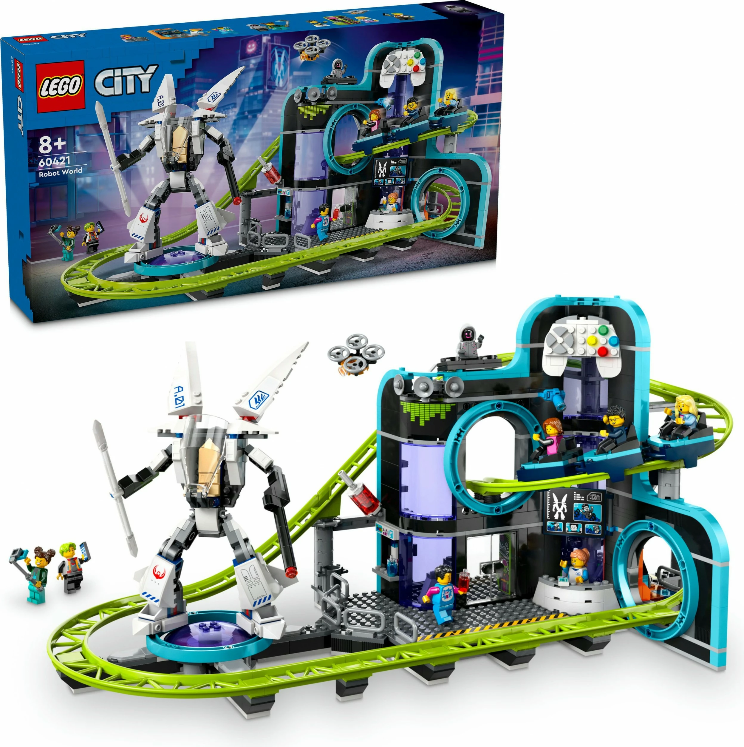 Set ndërtimi LEGO City 60421 Achterbahn me Robot-Mech, multikolor