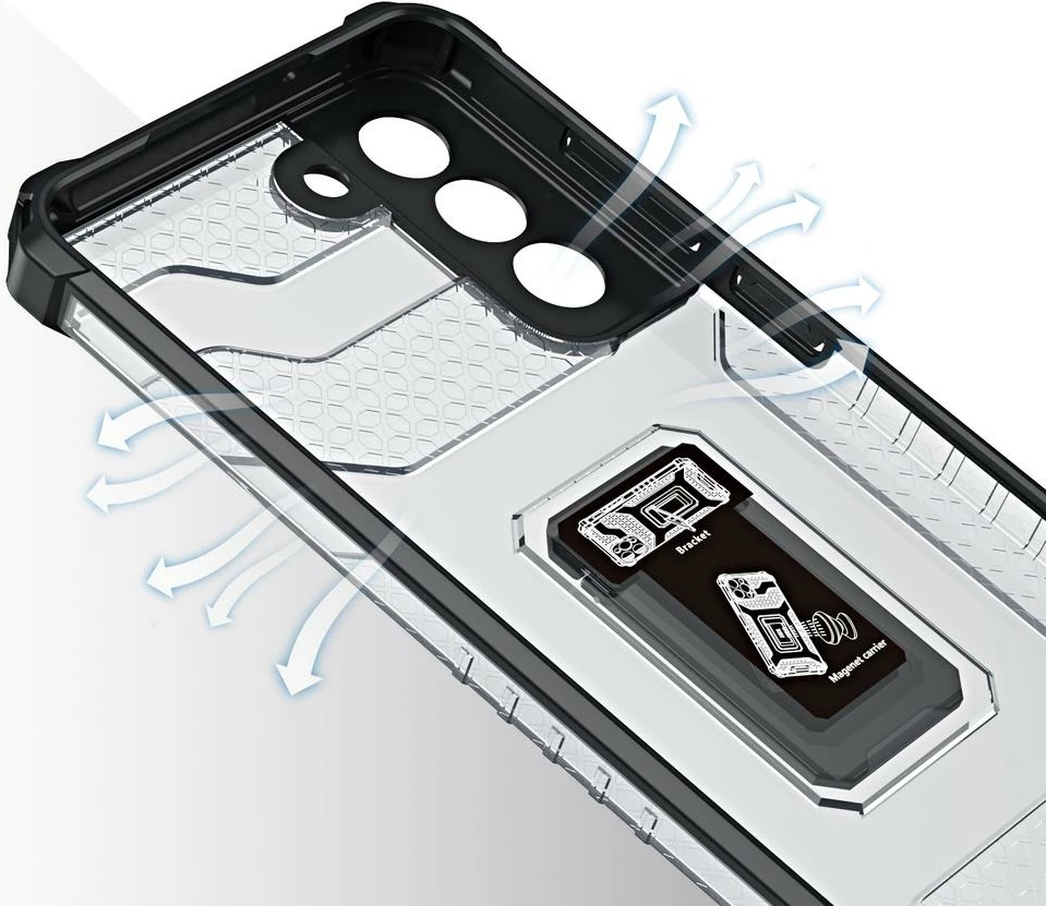 Mbështjellës Hurtel Crystal Ring Case për Samsung Galaxy S22+, i zi
