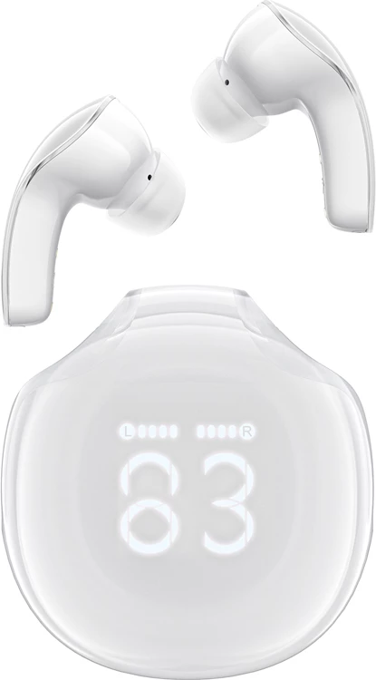 Kufje Acefast T9, wireless, Bluetooth 5.3, me ekran LED, të bardha