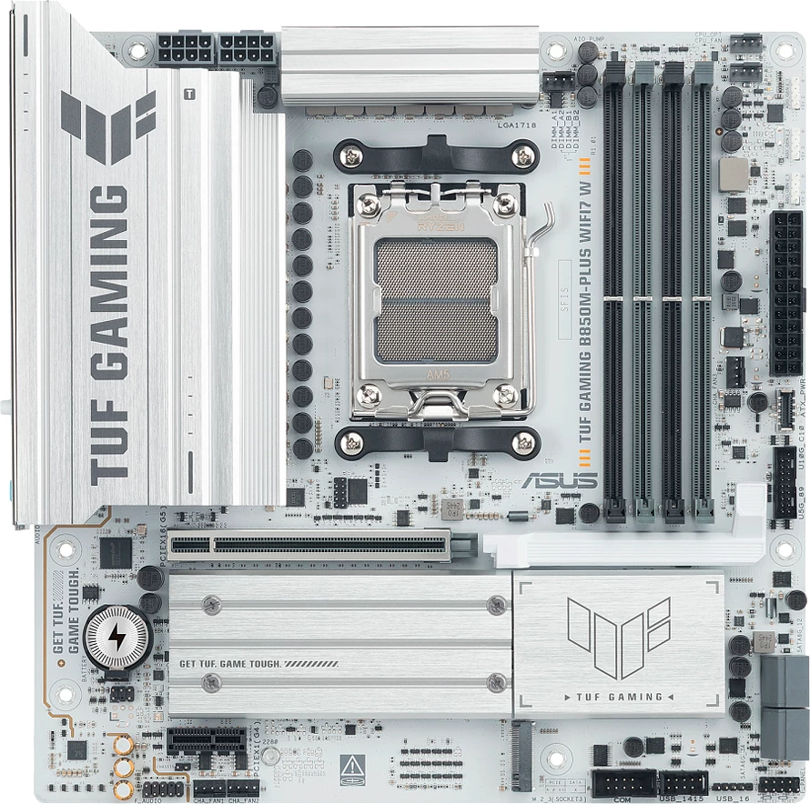 Pllakë amë ASUS TUF GAMING B850M-PLUS WIFI7 W, mATX, Socket AM5, DDR5, Wi‑Fi 7, e bardhë