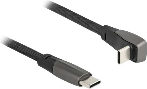 Kabllo USB Type-C DeLOCK 14cm, kënd 90 gradë, tekstil, e zezë