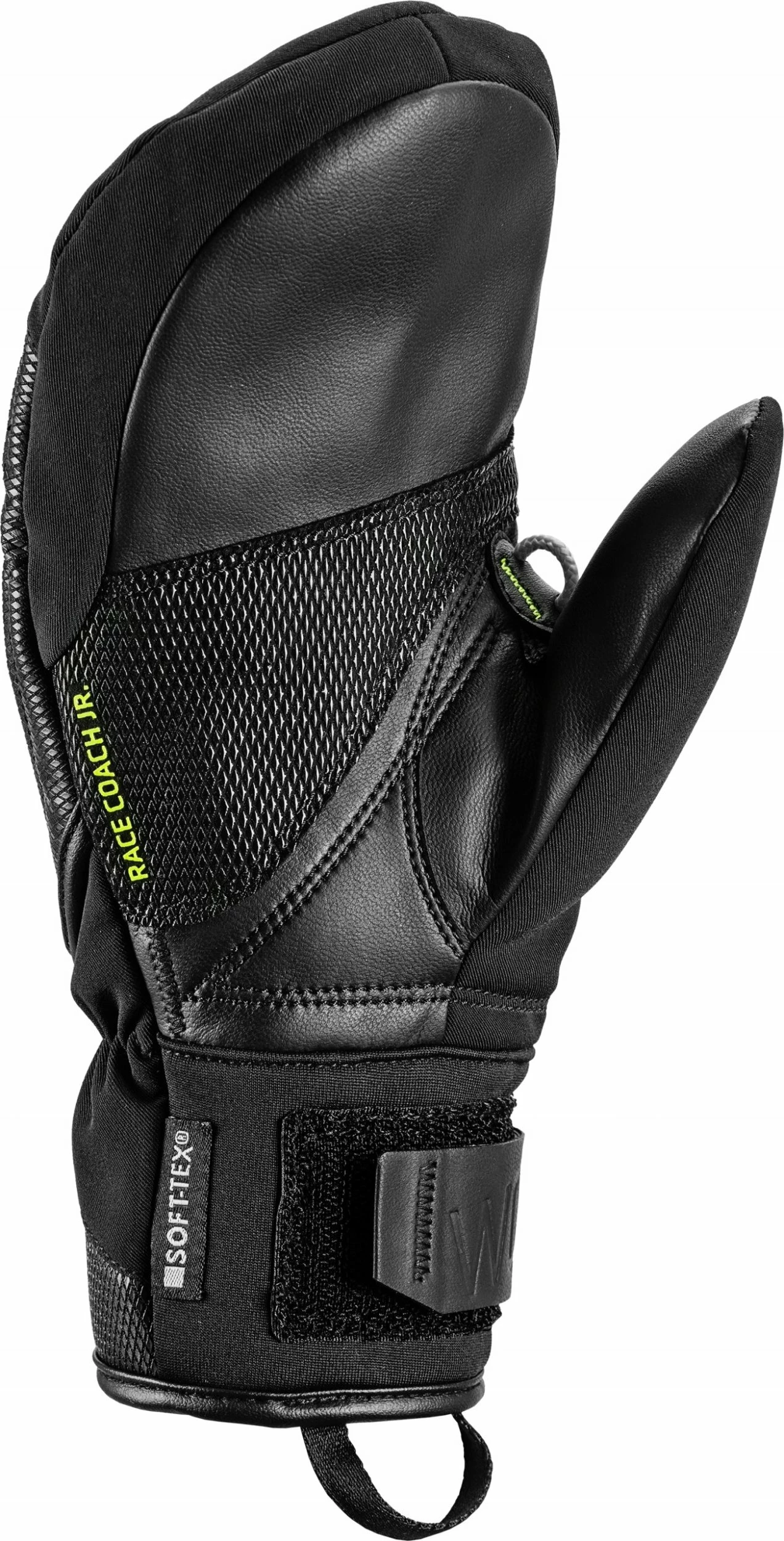 Doreza ski Leki WCR C-Tech 3D Jr. Mitt, madhësia 7, zi-verdhë limon