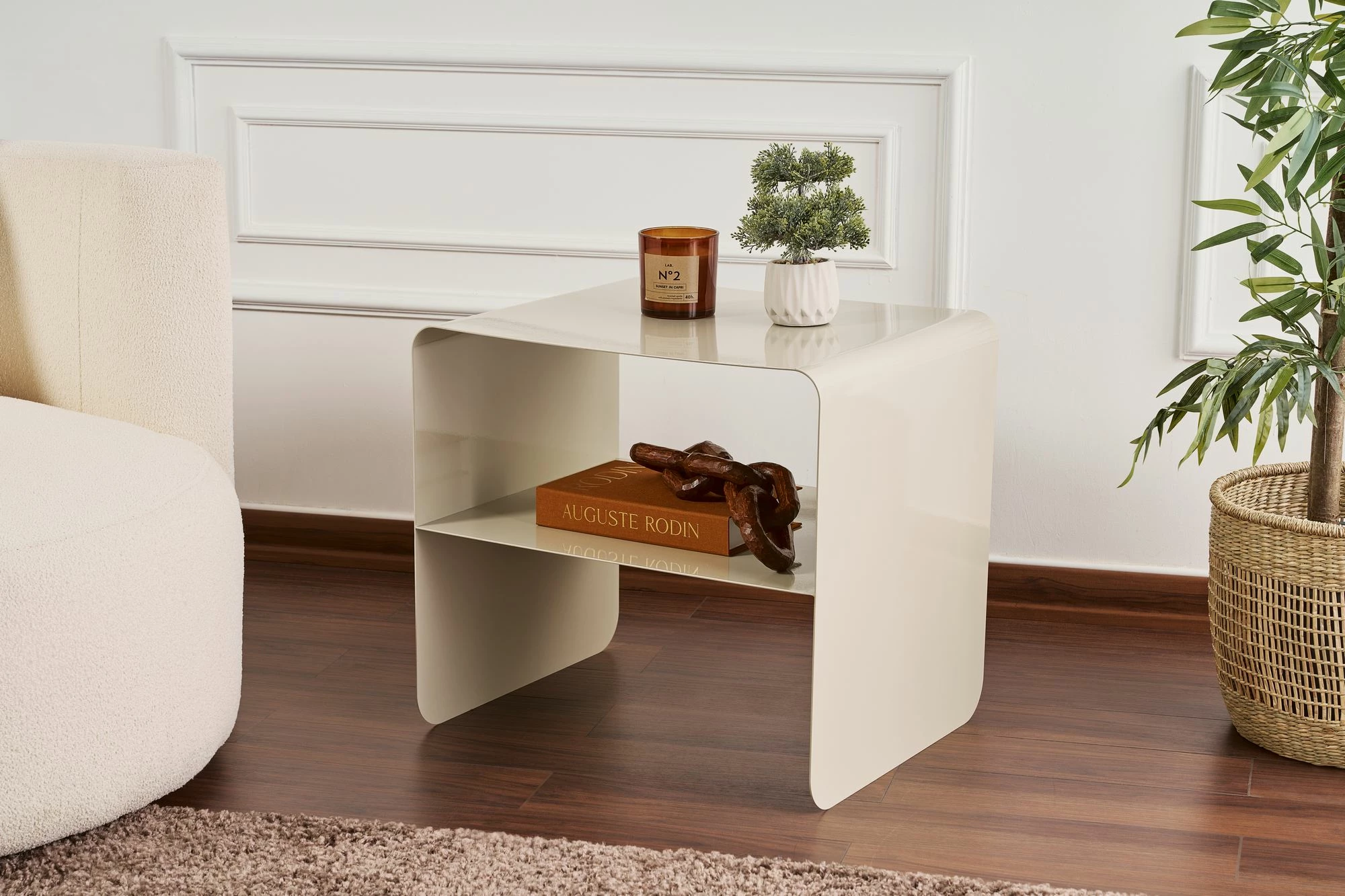 Tavolinë anësore metalike, ngjyrë taupe, Skye Decor, SHB-013-B