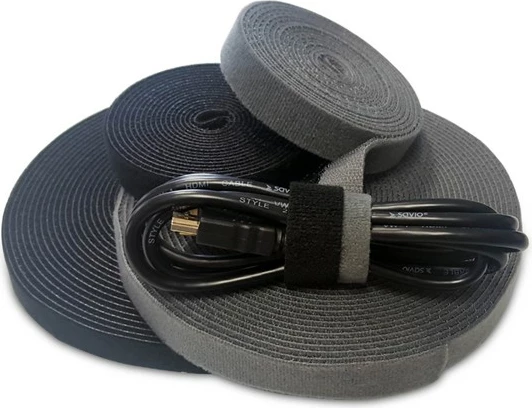 Organizues kabllosh Savio OC-01/B, shirit Velcro, 10m, i zi