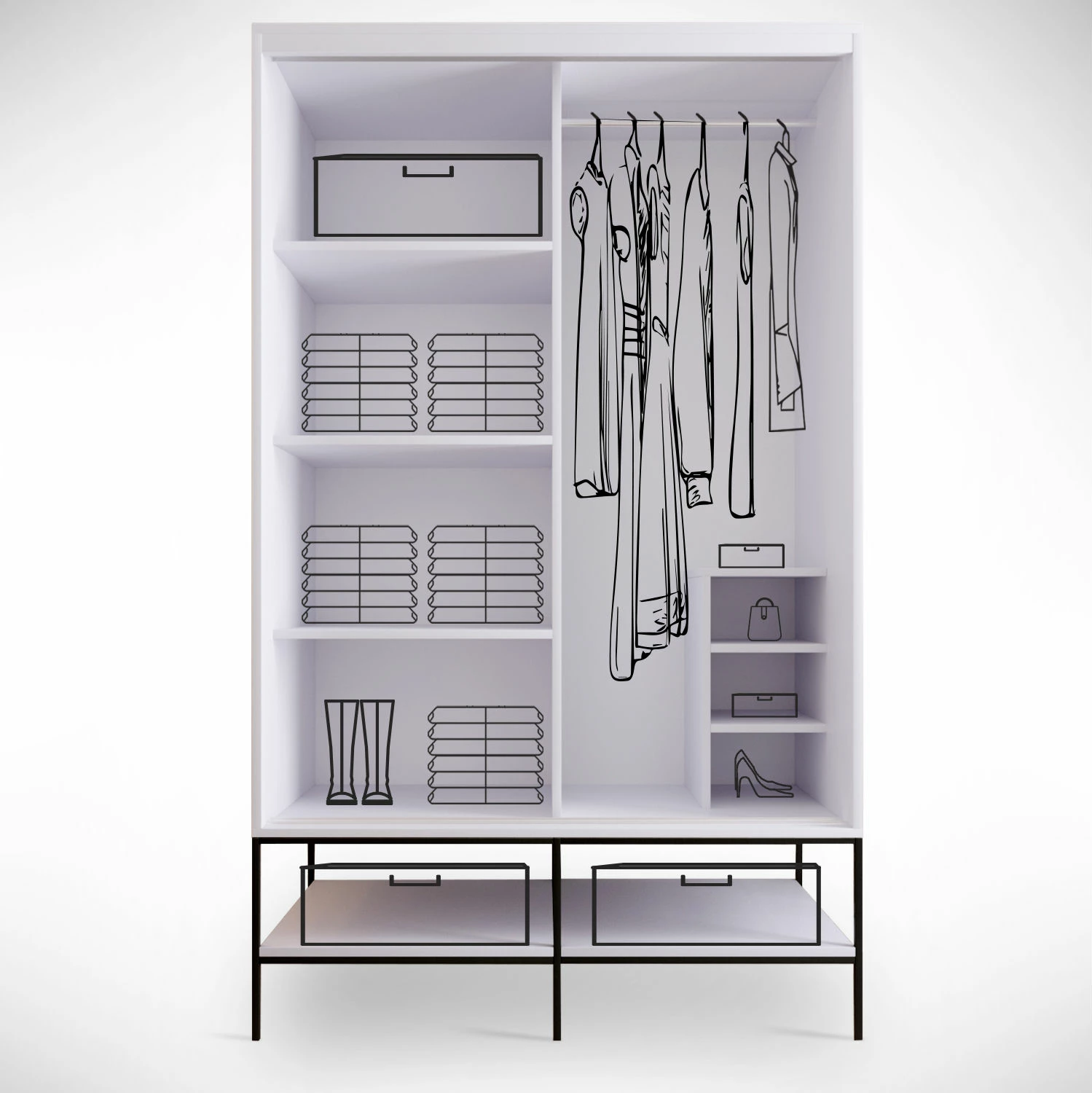 Dollap Hanah Home, Martin 120, bardhë, zi, ari