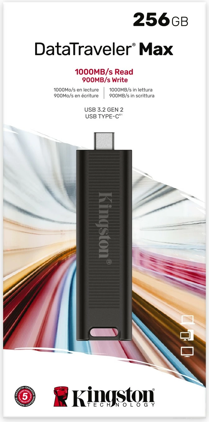 USB Kingston DataTraveler Max 256GB, USB 3.2 Gen 2, USB Type-C, 1000R/900W, E zezë