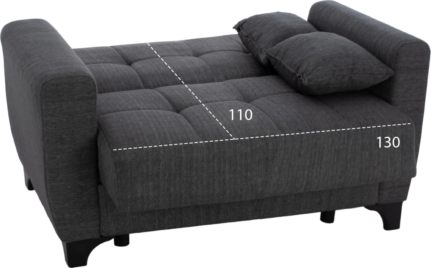 Divan shtrat 2-vendësh, shpinë e lartë, gri, FH3243.03, 160x84x88 cm