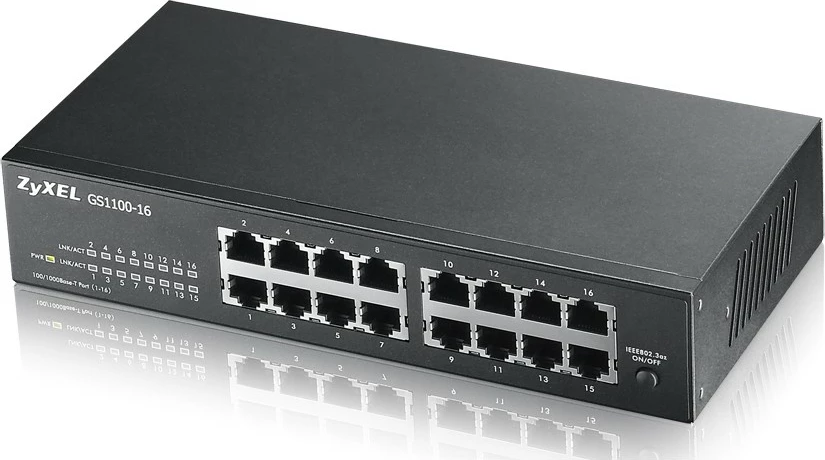 Switch Zyxel GS1100-16, Unmanaged, Gigabit Ethernet, Montim në rack, Montim në mur