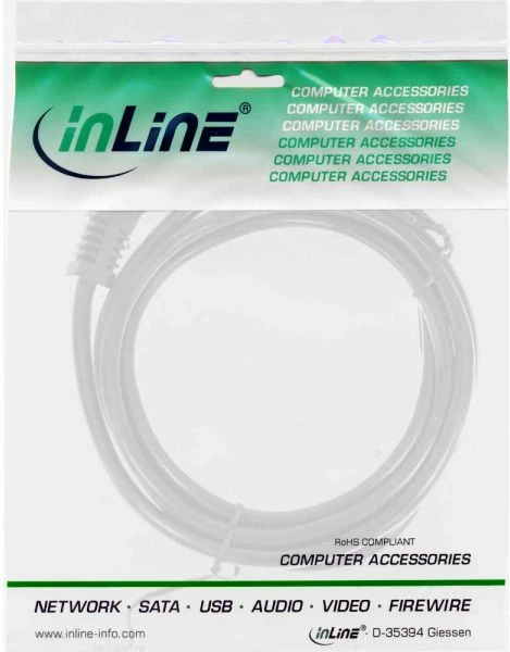 Kabllo rryme InLine 16652W Schuko Type F në IEC C13, 1.8 m, e bardhë