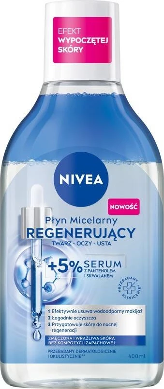 Ujë micelar për femra Nivea Rigjenerues me 5% serum, 400ml