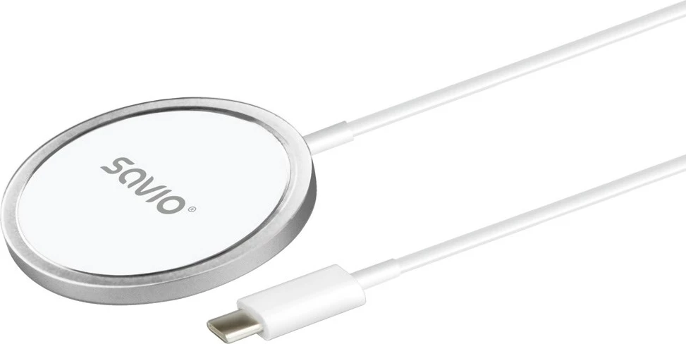 Karikues wireless magnetik SAVIO LA-11, 15 W, 1 m, Bardhë
