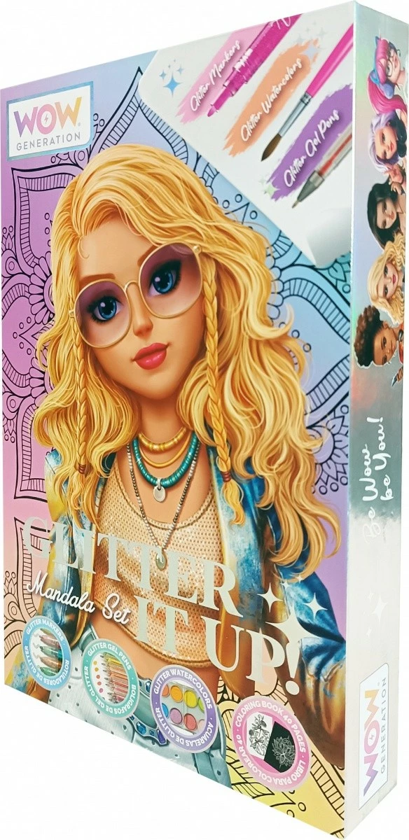 Set kreativ mandala Kids Euroswan WOW00084 me markerë dhe akuarele me shkëlqim