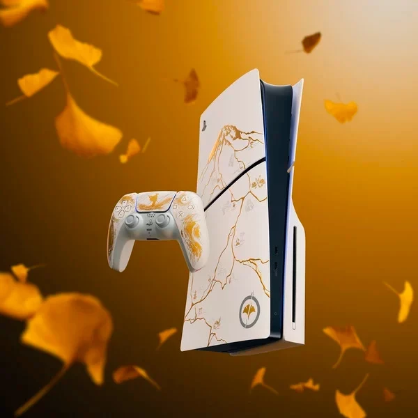 Konzolë PS5 Sony Ghost of Yotei Gold Limited Edition Slim 1TB bardhë