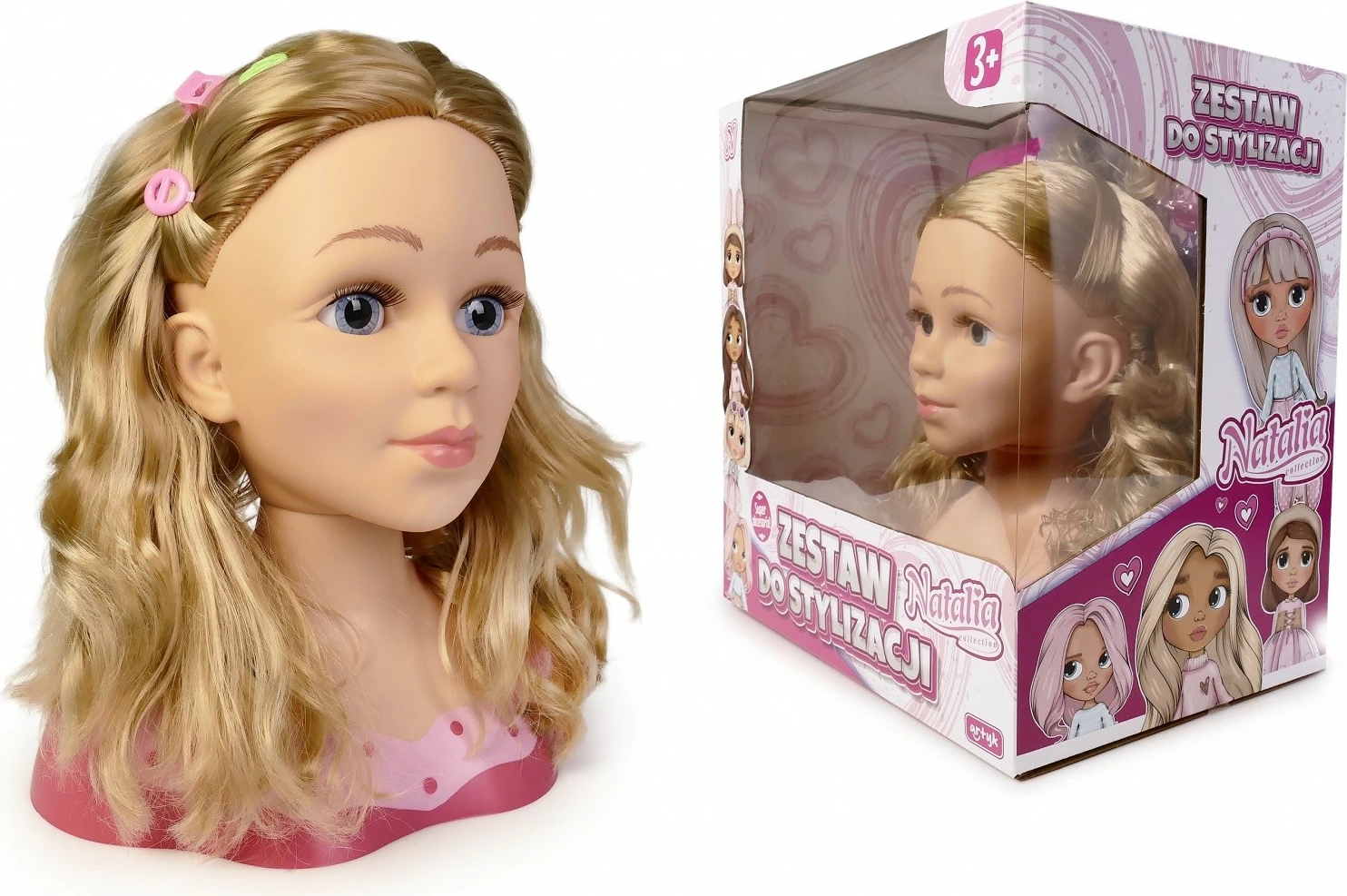 Kokë manekini Natalia Artyk 182006 me aksesorë për stilim flokësh, për vajza, set