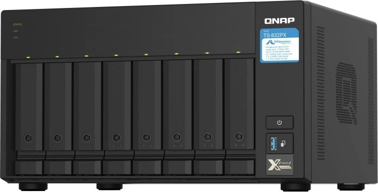 NAS server QNAP TS-832PX-4G, 8 vende për HDD, 4GB RAM, 512MB flash, i zi