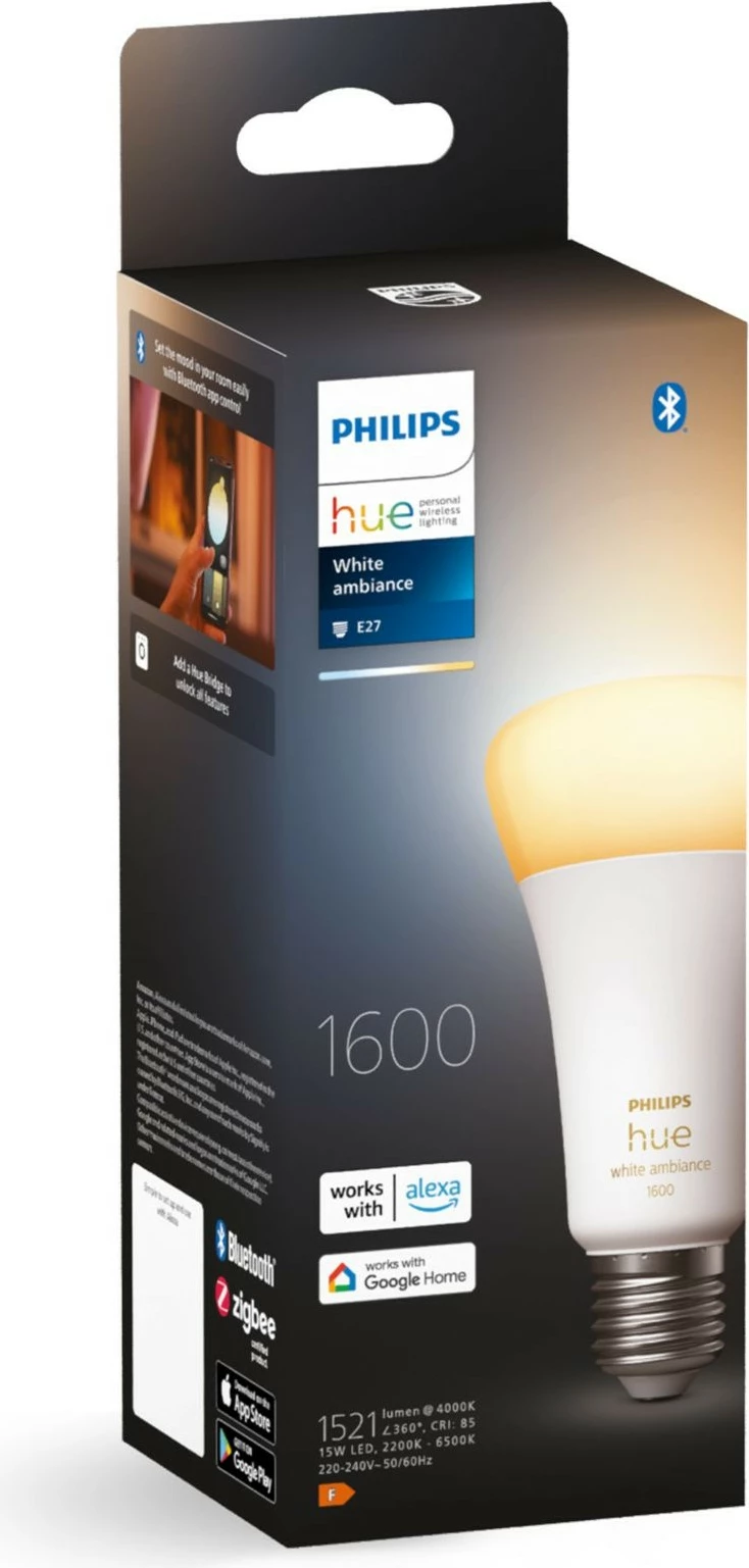 Llambë smart Philips Hue White ambience A67, LED, E27, Bluetooth/Zigbee, e bardhë