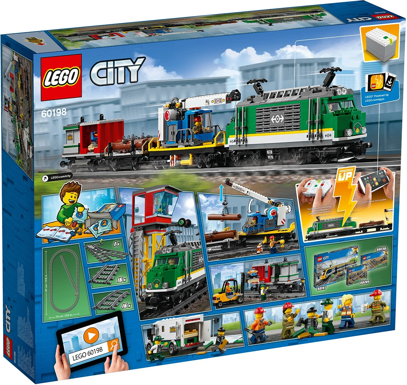 Set ndërtimi LEGO City Cargo Train Power Functions 60198, 1226 pjesë, 6+ vjeç, shumëngjyrësh