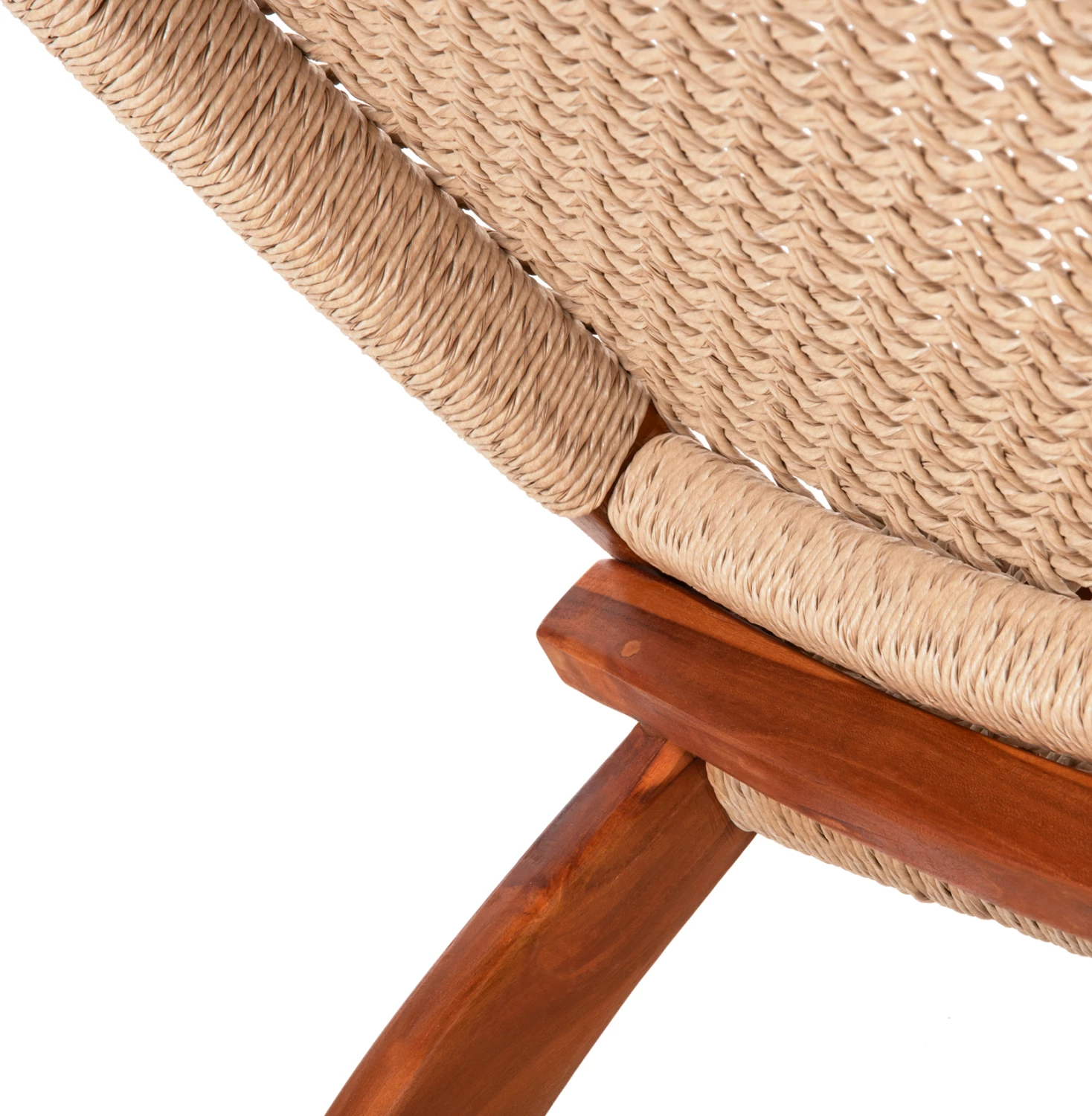 Karrige e shkurtër e palosshme FERM FH9477.01, dru teak i fortë, ngjyrë natyrale, litar VIRO, 65.5x80x67H cm