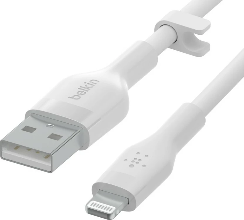 Kabllo Belkin CAA008BT1MWH, 1 m, USB A, USB C/Lightning, Bardhë