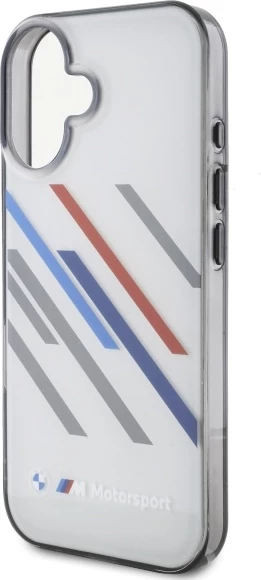 Mbështjellës BMW Motorsport IML Random Stripes për iPhone 16 Plus, Gri