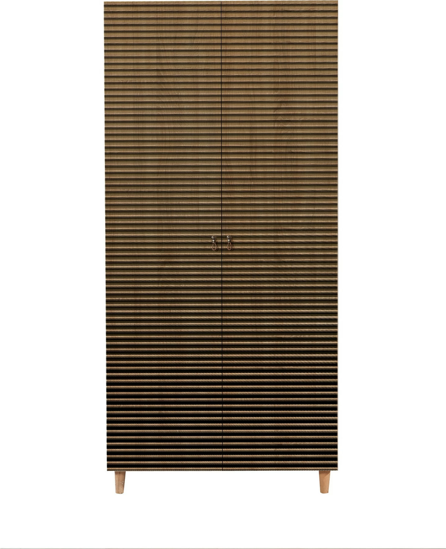 Dollap modern, ngjyrë lisi Sonoma, këmbë druri, doreza metalike dhe litari, Skye Decor, 90x192x52cm