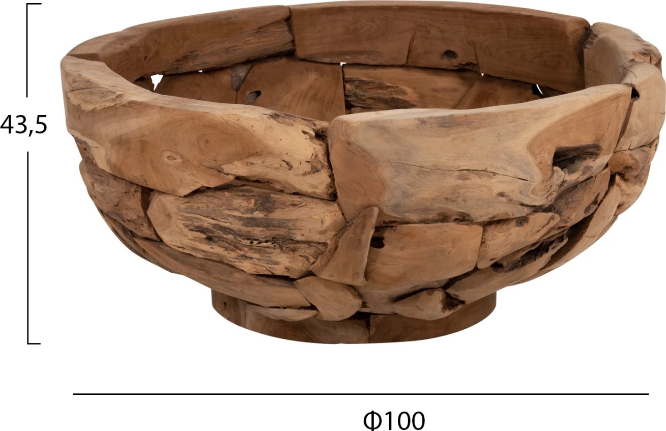 Tavolinë kafeje rrethore, copa rrënjë tik natyrale, FH4279, Φ100x43.5cm