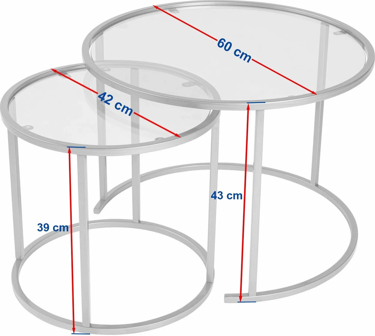 Set tavolinash kafeje Nordure, Aurum - 60, 42 - ngjyrë ari, xham transparent