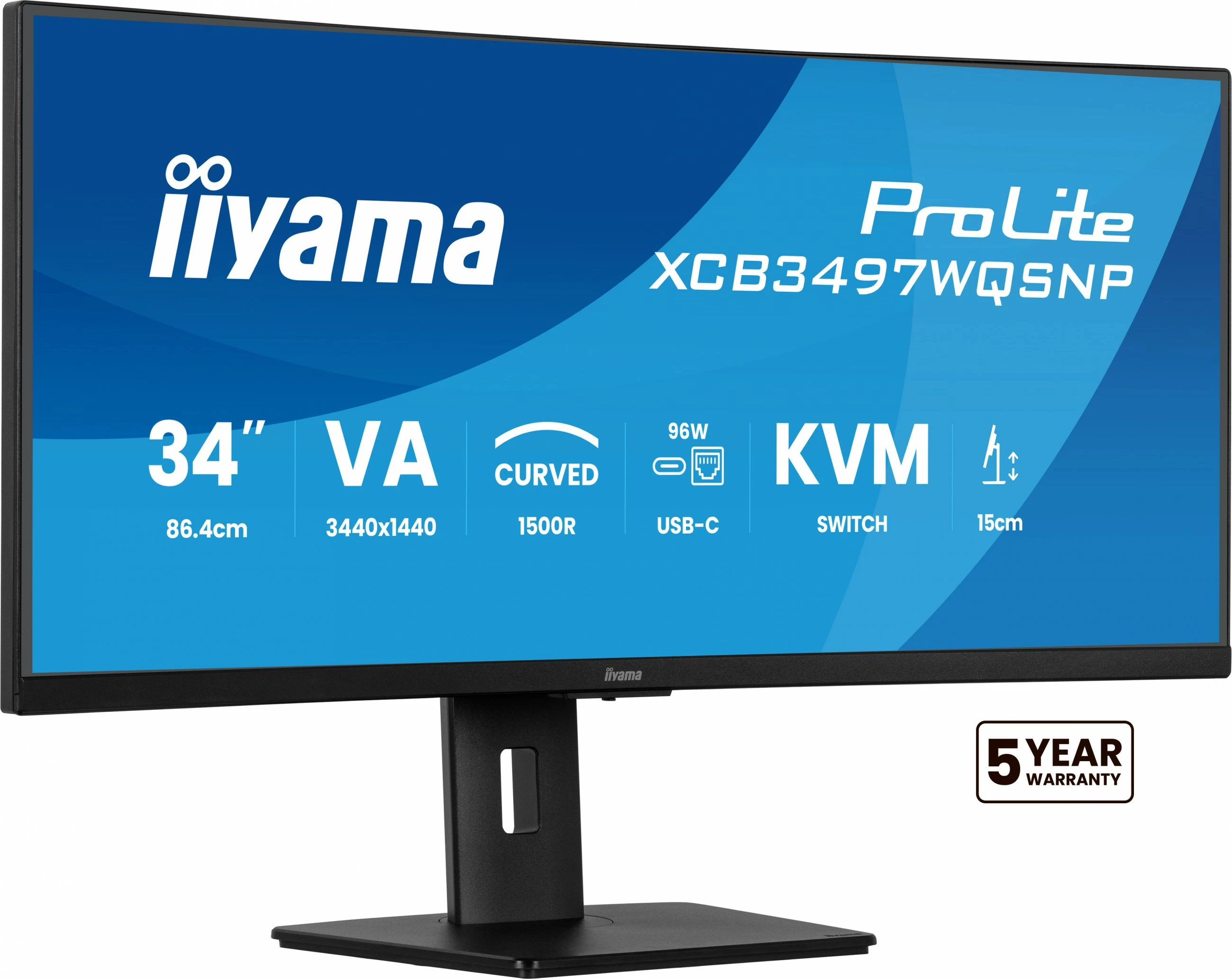 Monitor iiyama ProLite XCB3497WQSNP-B1, 34", UWQHD, LED, i zi