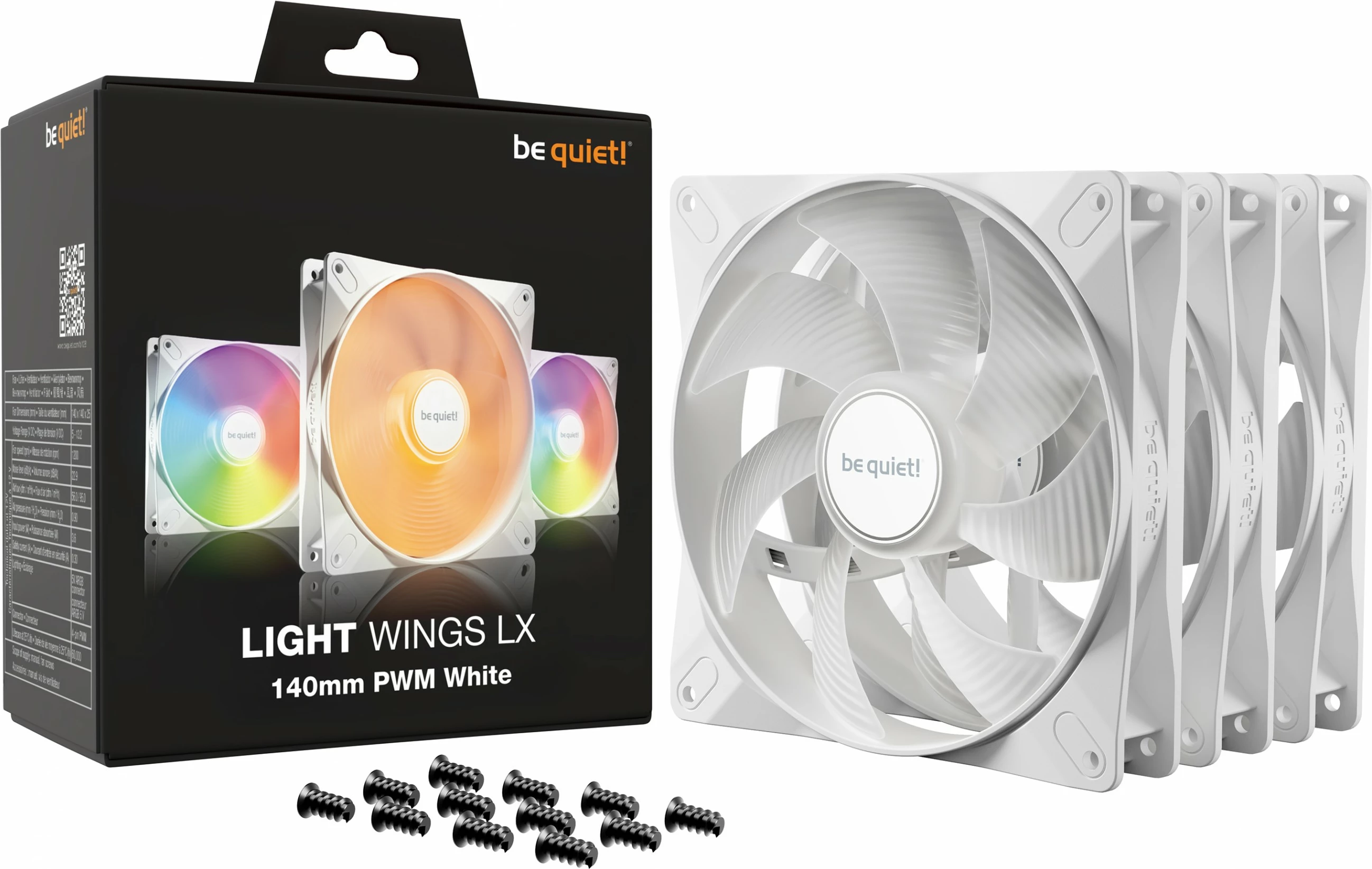 Ventilatorë Be Quiet! LIGHT WINGS LX PWM, 140mm, Triple-Pack, Bardhë