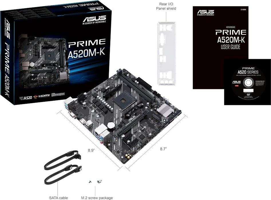 Pllakë amë Asus PRIME A520M-K, 2x RAM DDR4 deri 64GB, M.2, 4x SATA 3