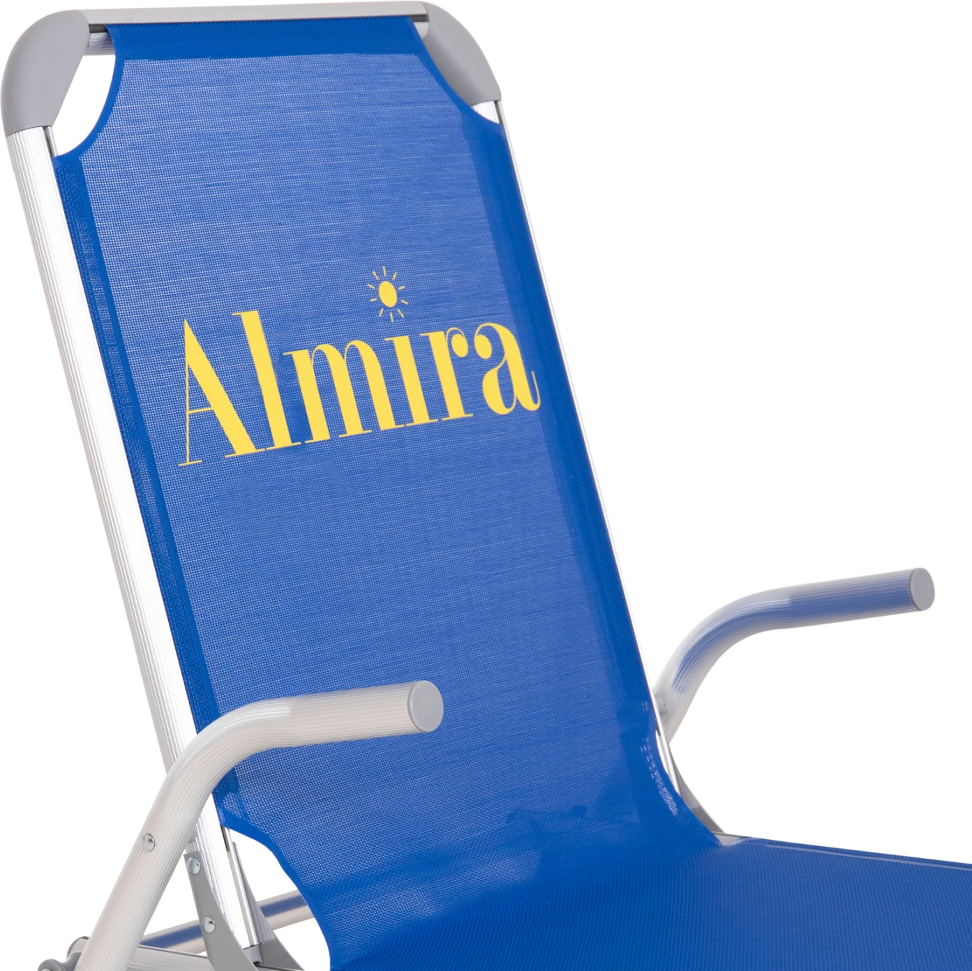 Karrige plazhi e ngritur, alumin i fortë, Almira FH6431.01, tekstilene blu, 53x68x80cm