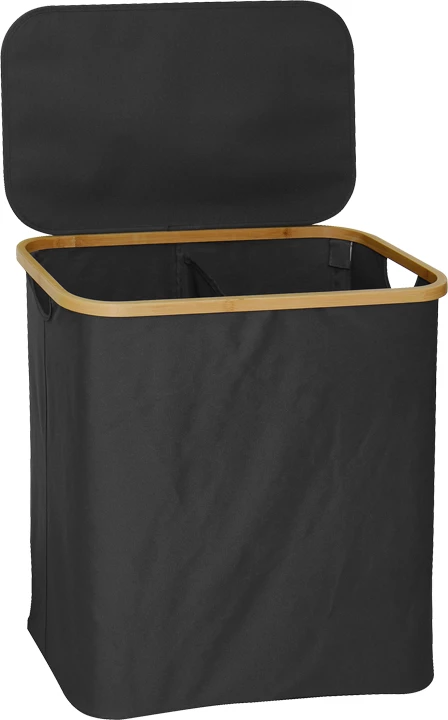 Shportë rrobash Lodge, bambu dhe material gri, 54x33x60cm