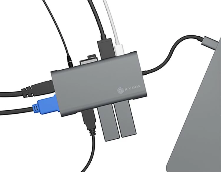 Docking Station RaidSonic ICY BOX IB-DK4040-CPD, USB 3.2 Gen 1 Type-C, 100 W, Anthracite, Black