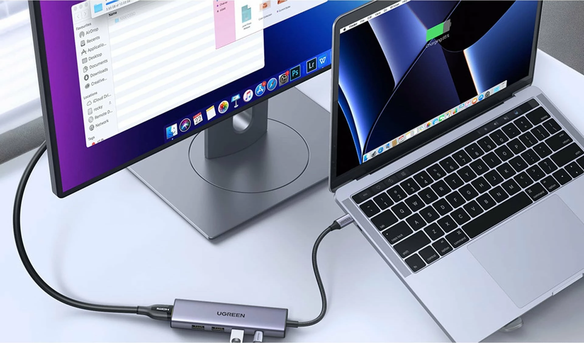 USB hub Ugreen CM511 (UGR1678) 5-në-1, USB-C në HDMI 4K@30Hz + 3x USB-A 3.2 Gen1 5Gbps + USB-C PD 100W, argjendtë