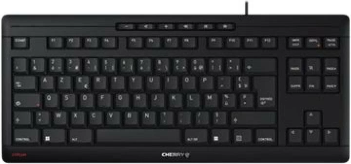 Tastierë, Cherry, STREAM KEYBOARD TKL JK-8600FR-2 (JK8600FR2), USB me kabllo, TKL pa numpad, layout AZERTY, me taste të qeta SX, e zezë