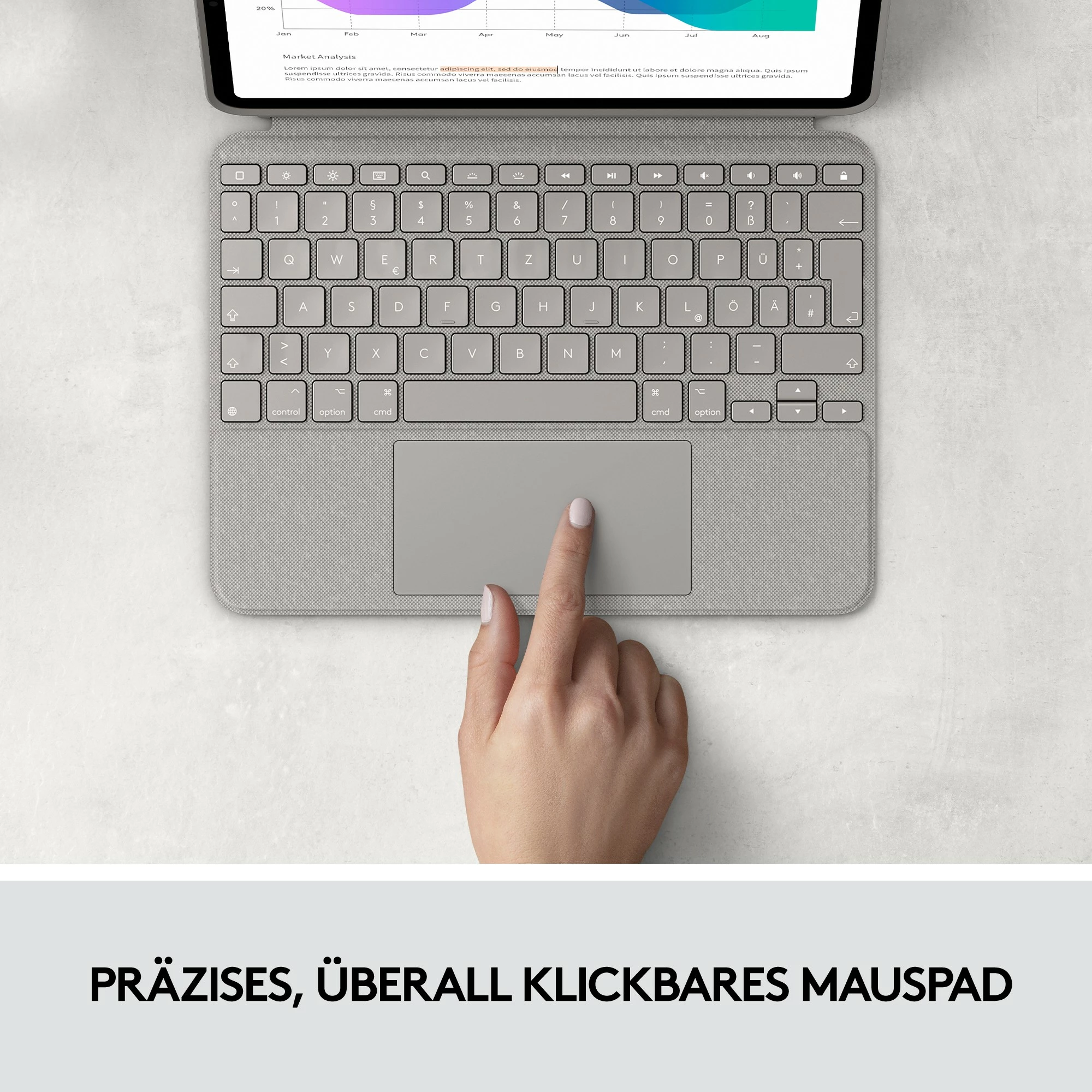 Mbështjellës tastierë Logitech Combo Touch për iPad Pro 11-inç, gri