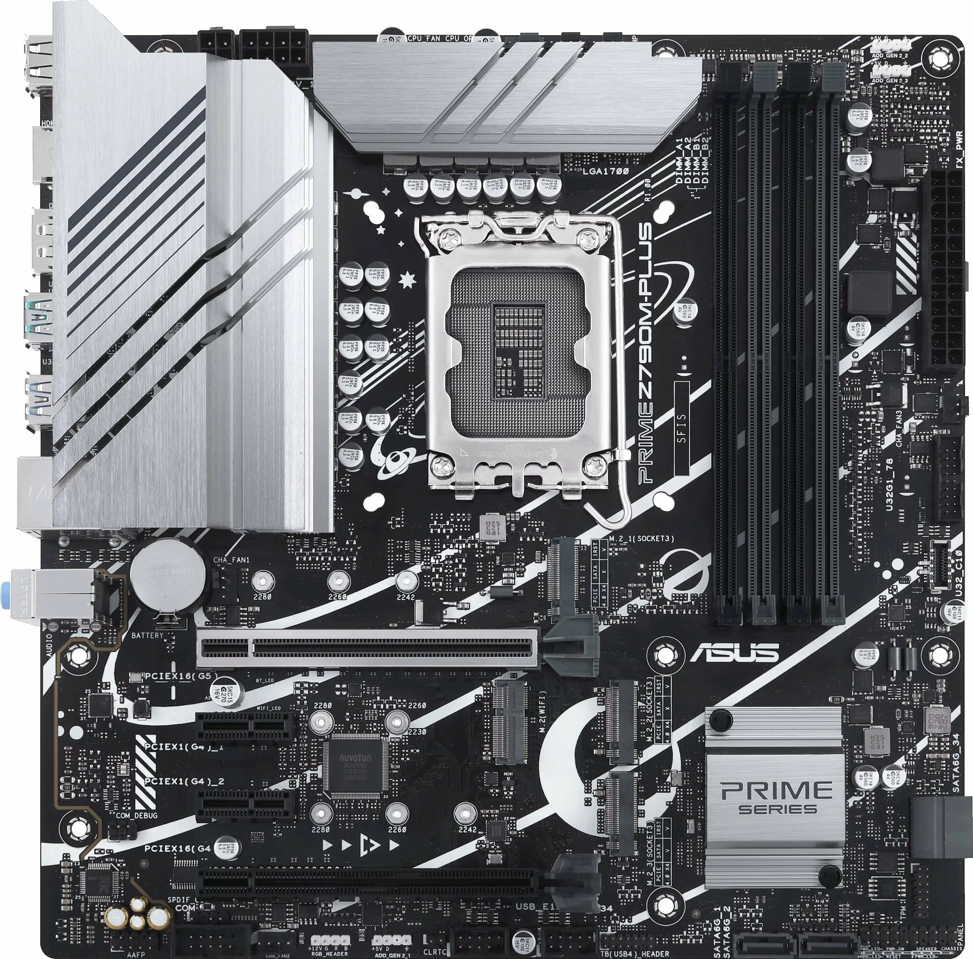 Pllakë amë Asus PRIME Z790M-PLUS, mATX 244mm, LGA1700, 4 slote RAM, PCIe 5.0 x16, 3x M.2, 4x SATA