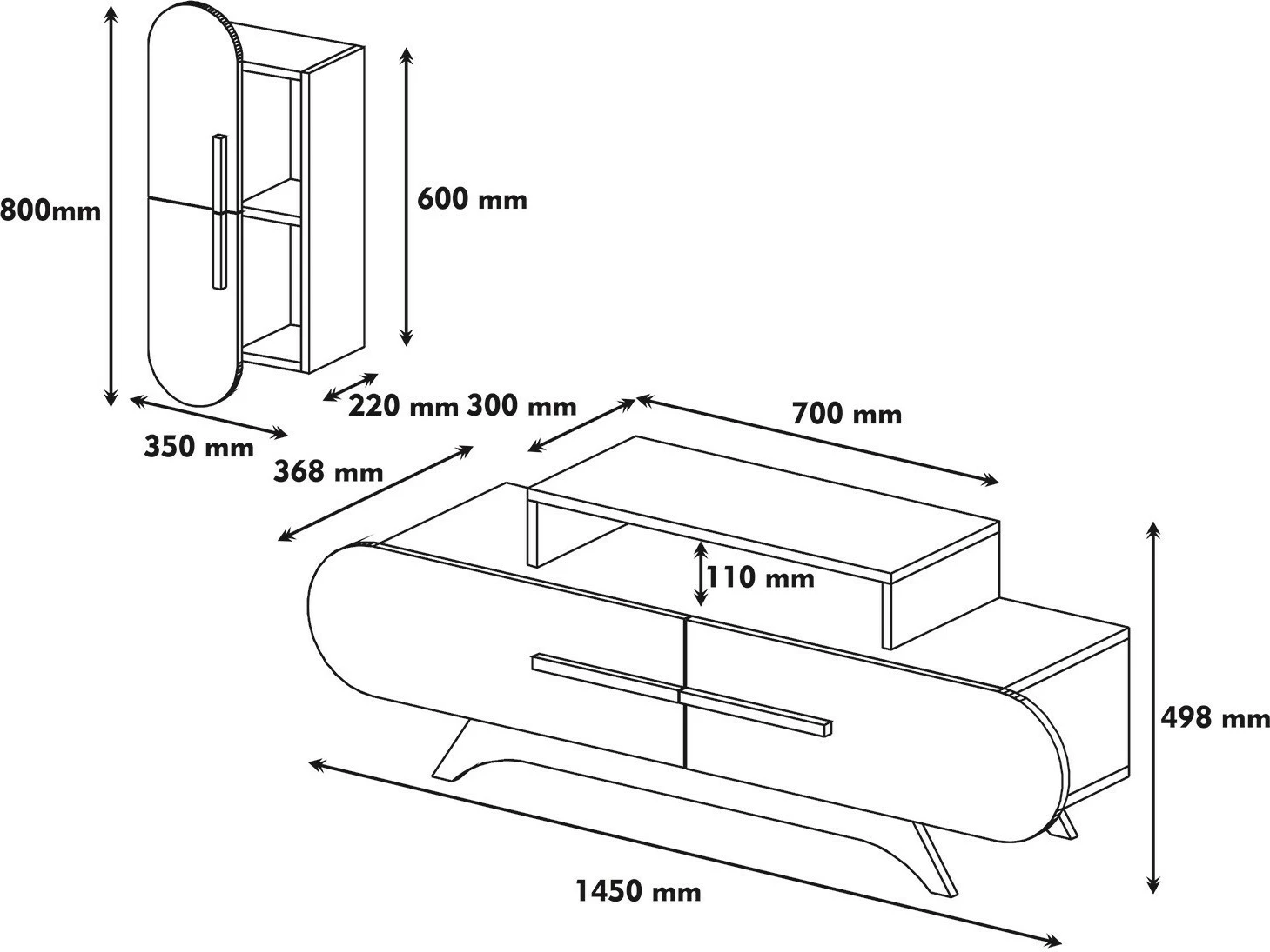 Njësi TV Hanah Home, Rose S, ngjyrë arre dhe krem