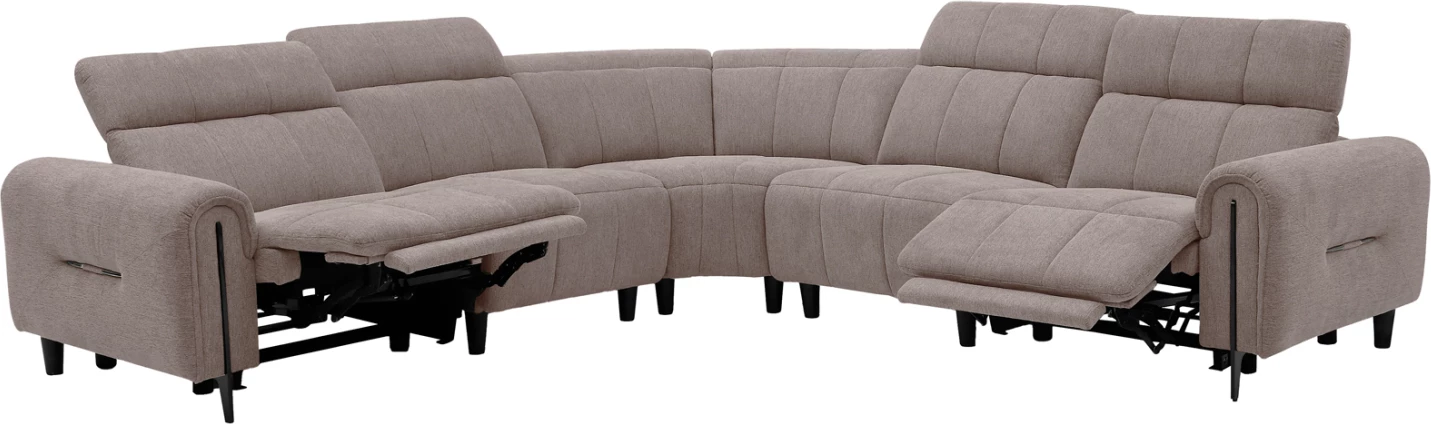 Këndore e madhe me 5 pjesë, 2 ulëse me recliner elektrik, ngjyrë bezhë, ORACLE FH3290.02, 293x293x98cm
