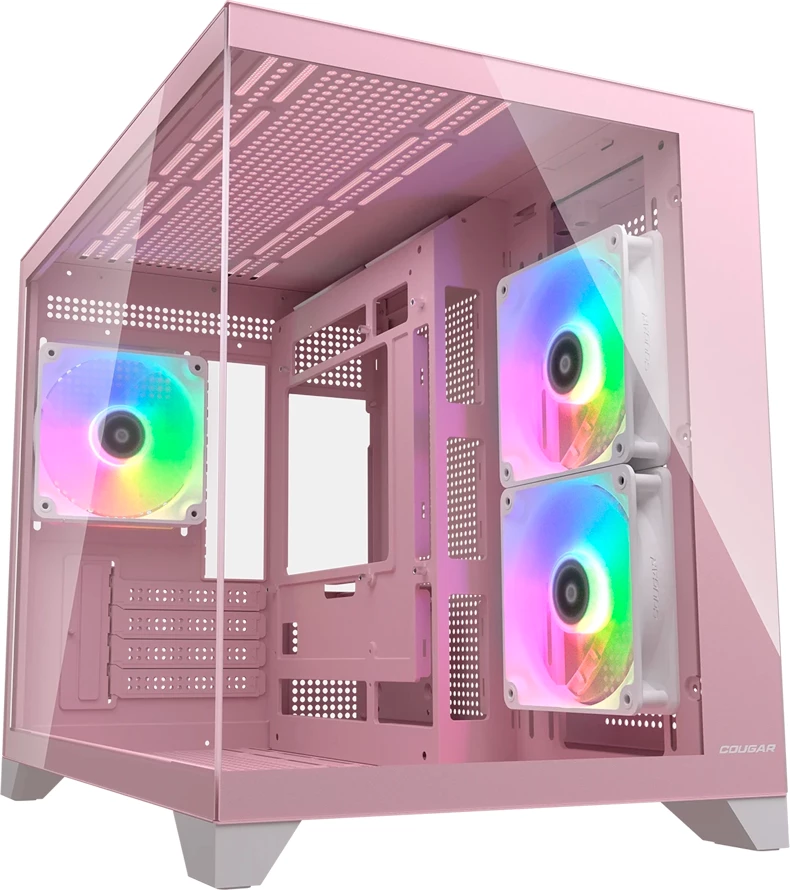 Kasë COUGAR FV150 Mini RGB, mini tower për Micro ATX/Mini-ITX, 3x120mm RGB fanë, rozë