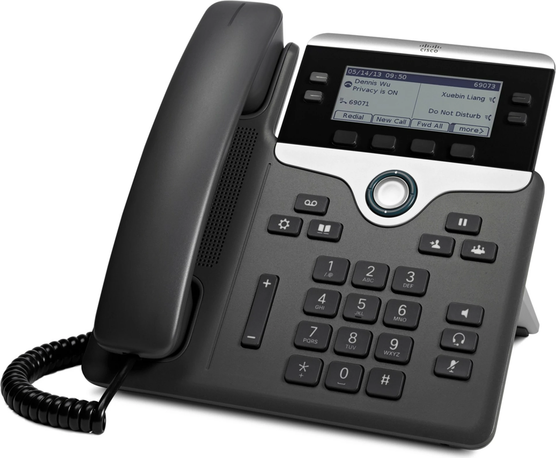 Telefon IP Cisco 7841, 4 linja, ekran 3.5 inç, PoE, zi/argjendtë