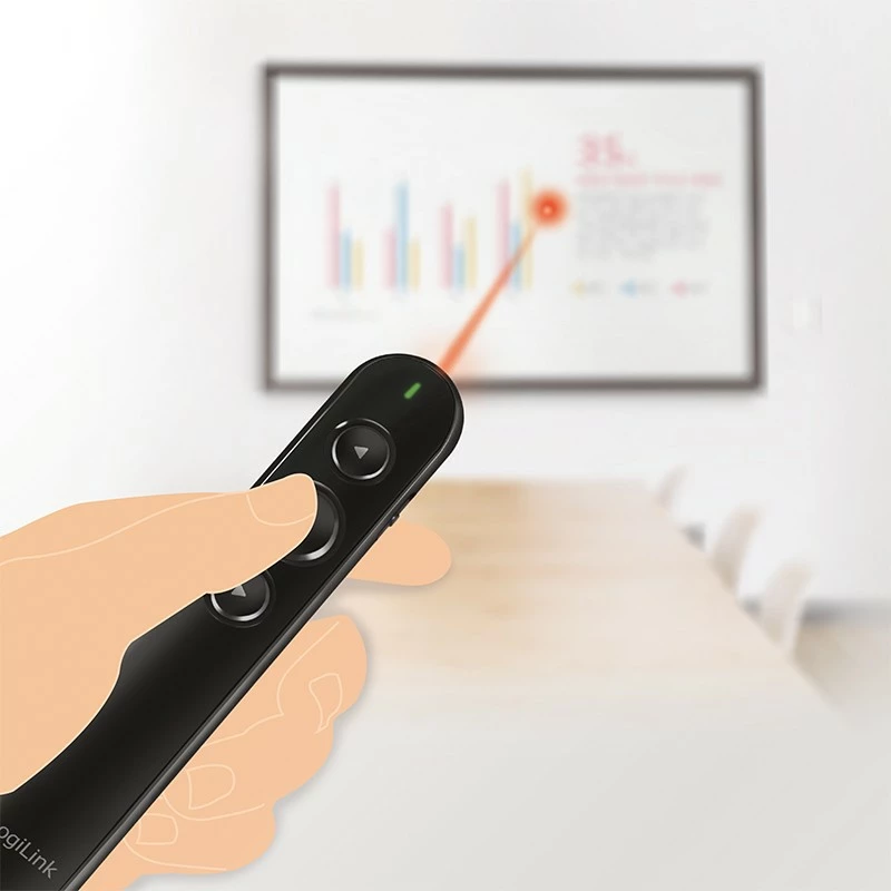 Prezantues wireless LogiLink ID0190, nano receiver, laser pointer i kuq, i zi