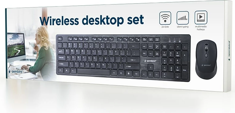 Set tastierë dhe maus Gembird KBS-WCH-04, pa tela, i zi