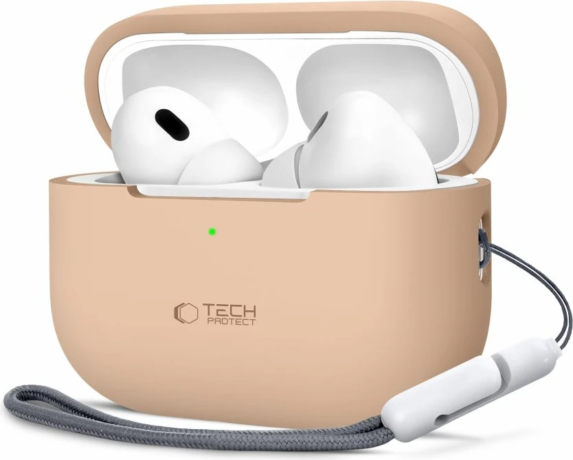 Mbështjellës Tech-Protect për AirPods Pro/Pro 2, silikon, bezhë