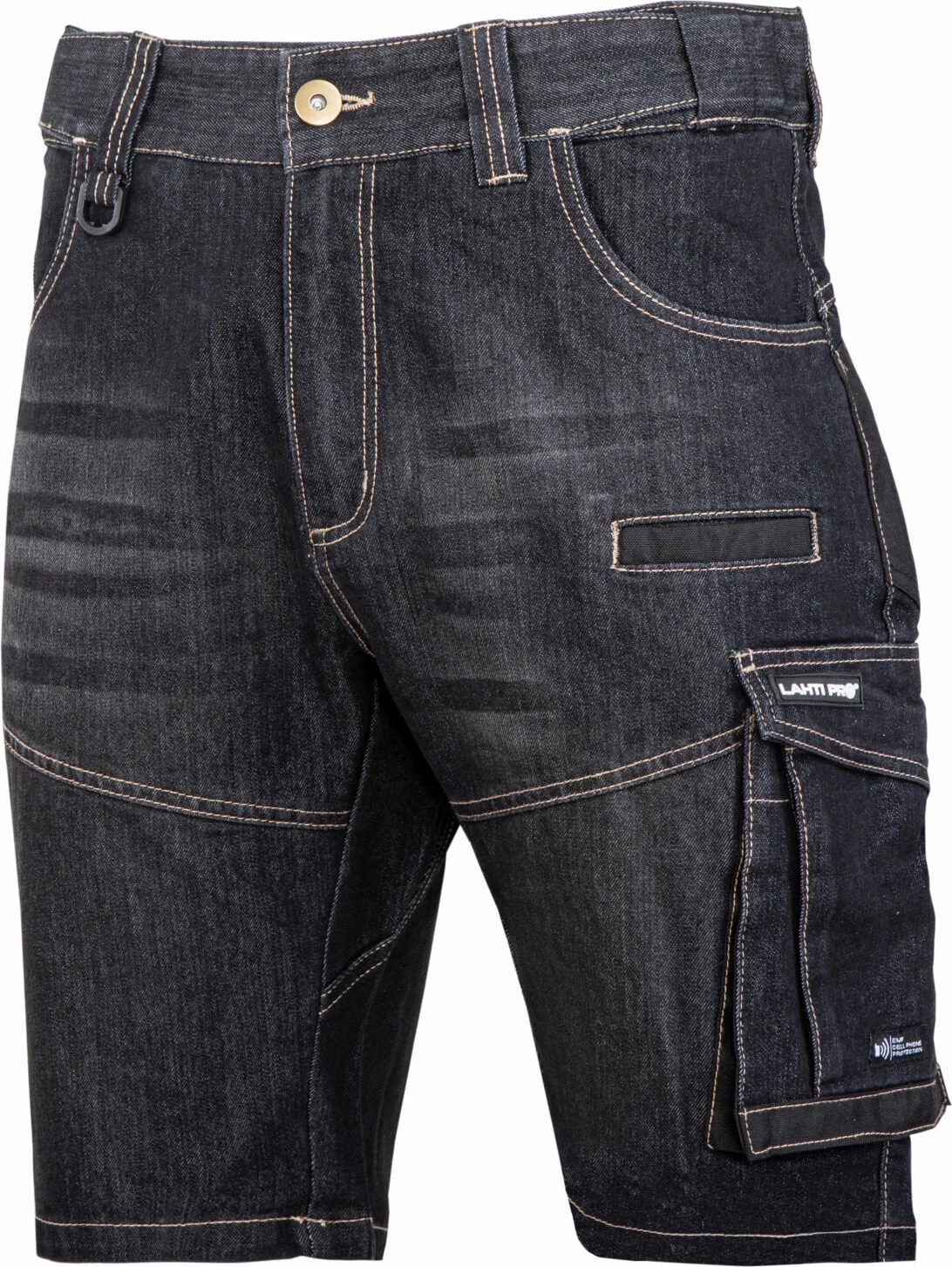 Pantallona të shkurtra xhinse pune LAHTI PRO L4070802, M, slim fit, 12 xhepa, blu e errët